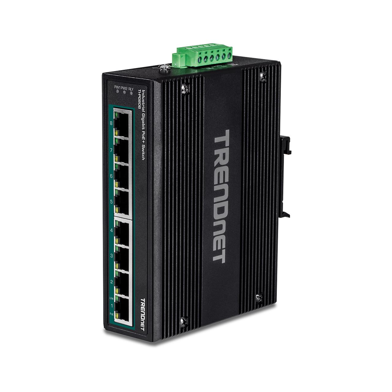 TrendNet 8-Port Indus. Gigabit PoE+ DIN-Rail Switch (24-56V)