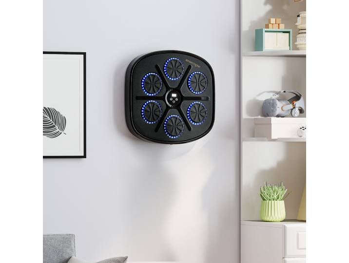 SPORTNOW Machine de Boxe Murale Bluetooth Noir 41,8x44,6x7,5 cm