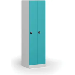 Metallspind S1, schmal, 2 Abteile, 1850 x 500 x 500 mm, RFID-Schloss, grüne Tür