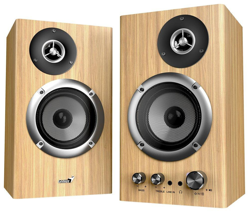 Genius Repro SP-HF1812BT Bluetooth 5.3 Luidsprekers, 2.0 kanaalsysteem, 50W, Licht houtkleur
