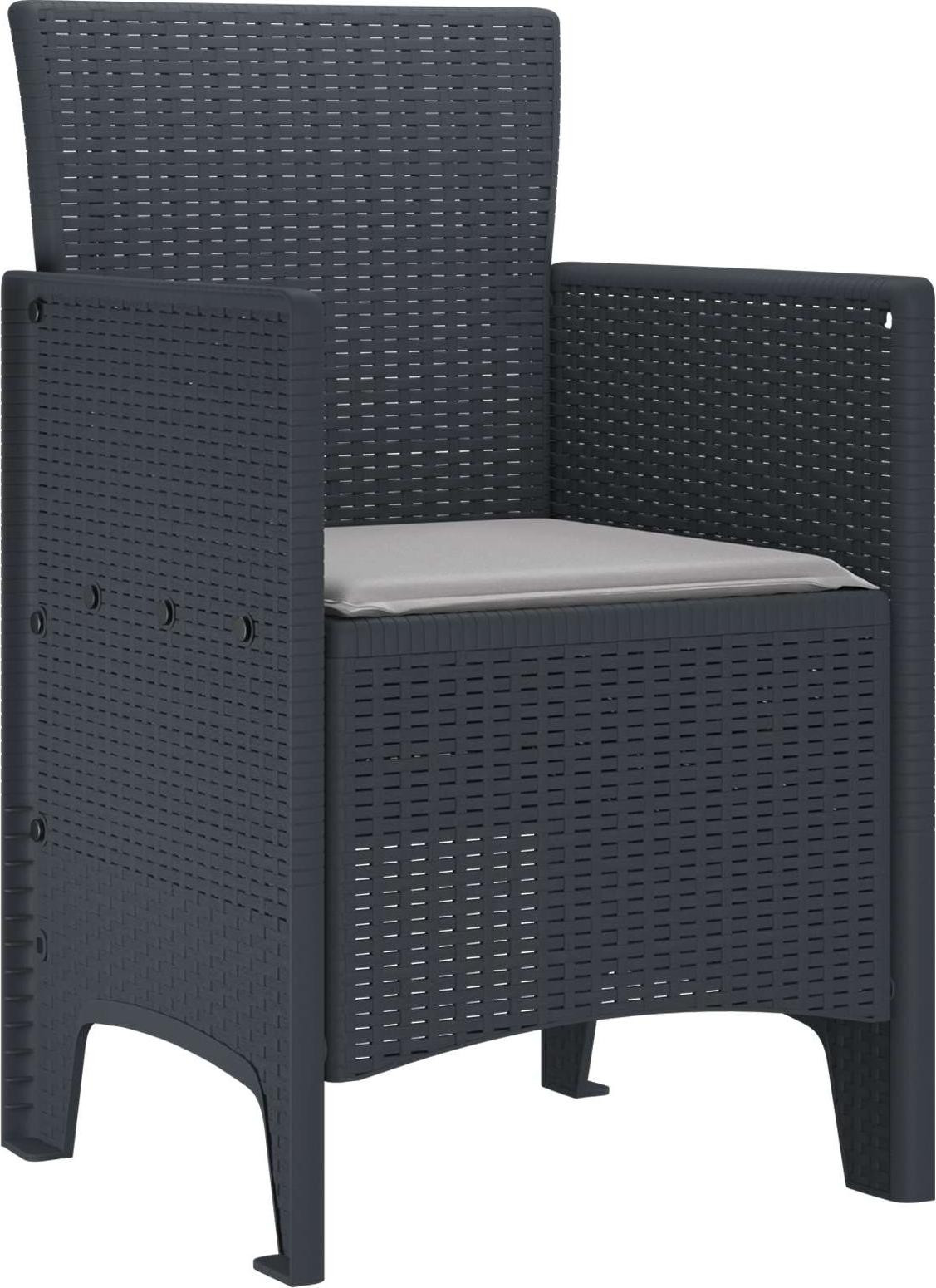 vidaXL Set van 4 Tuinstoelen, Antraciet, Polypropyleen