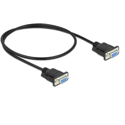 DeLOCK Seriell Kabel RS-232 D-Sub9 Buchse zu Buchse Nullmodem mit schmalem Steckergehäuse 0,5 m
