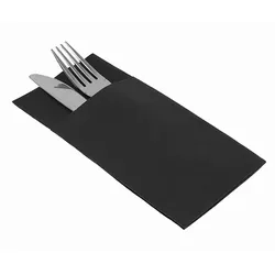 MONOUSO - Besteckservietten Airlaid 33x40cm Schwarz (60 Stück)
