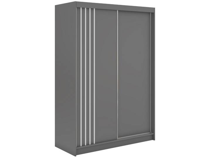 SCHWEBETÜRENSCHRANK mit Lamellen NAURU - 150 - Grau und Weiß