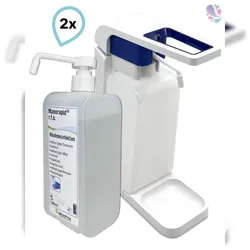SET: Blanc Hygienic Hebelspender 1.000ml + 2x 1 Liter Haut- und Händedesinfektion mit vormontierter Pumpe