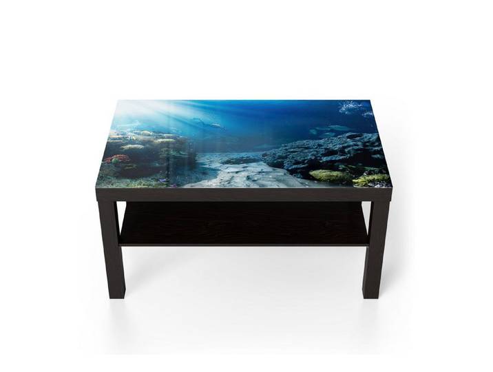 DEQORI Couchtisch 'Korallenriff-Taucher', Glas Beistelltisch Glastisch modern