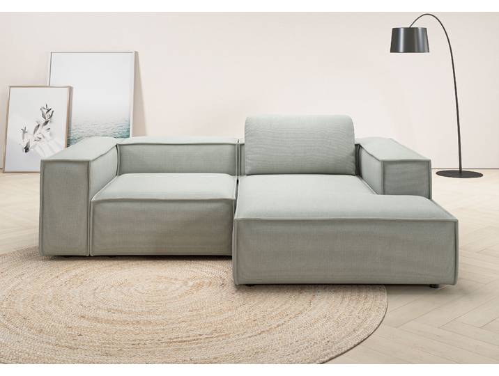 Ecksofa HOME AFFAIRE Watertown, kompakte L-Form, Japandi Design, 246 cm Breite , silber, B:246cm H:68cm T:171cm, 100% Polyester, Sofas, Ecksofa, modernes Ecksofa mit Flachgewebe PICASSO, platzsparend & bequem