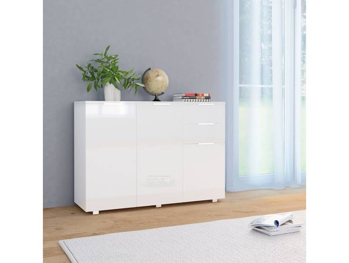 vidaXL Sideboard blanc brillant 107x35x80\,5 cm