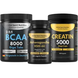 Workout & Regeneration Set (BCAA, Ashwagandha & Creatin Kapseln)