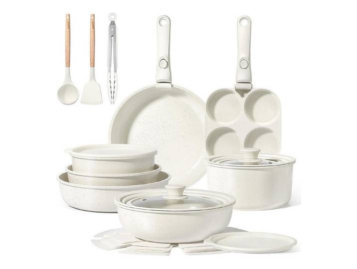 LuxusKollektion Pfannen-Set Pfannen- und Topfset Grün 21-teilig abnehmbarer Griff