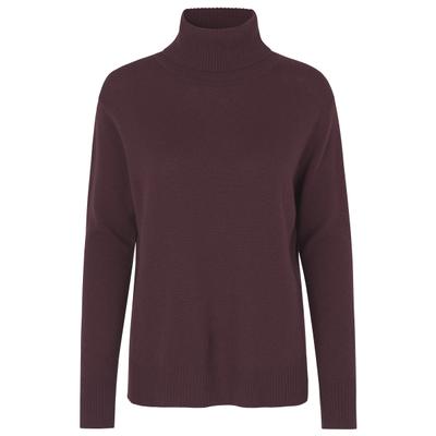 Rollkragenpullover ROSEMUNDE "Laica roll neck mit Wolle und Kaschmir", Damen, Gr. M, rot (weinrot), Strick, Obermaterial: 70% Wolle, 30% Kaschmir, unifarben, hüftbedeckend, ohne Ausschnitt, Pullover Rollkragenpullover, Kragen, Strick, Langarm,...