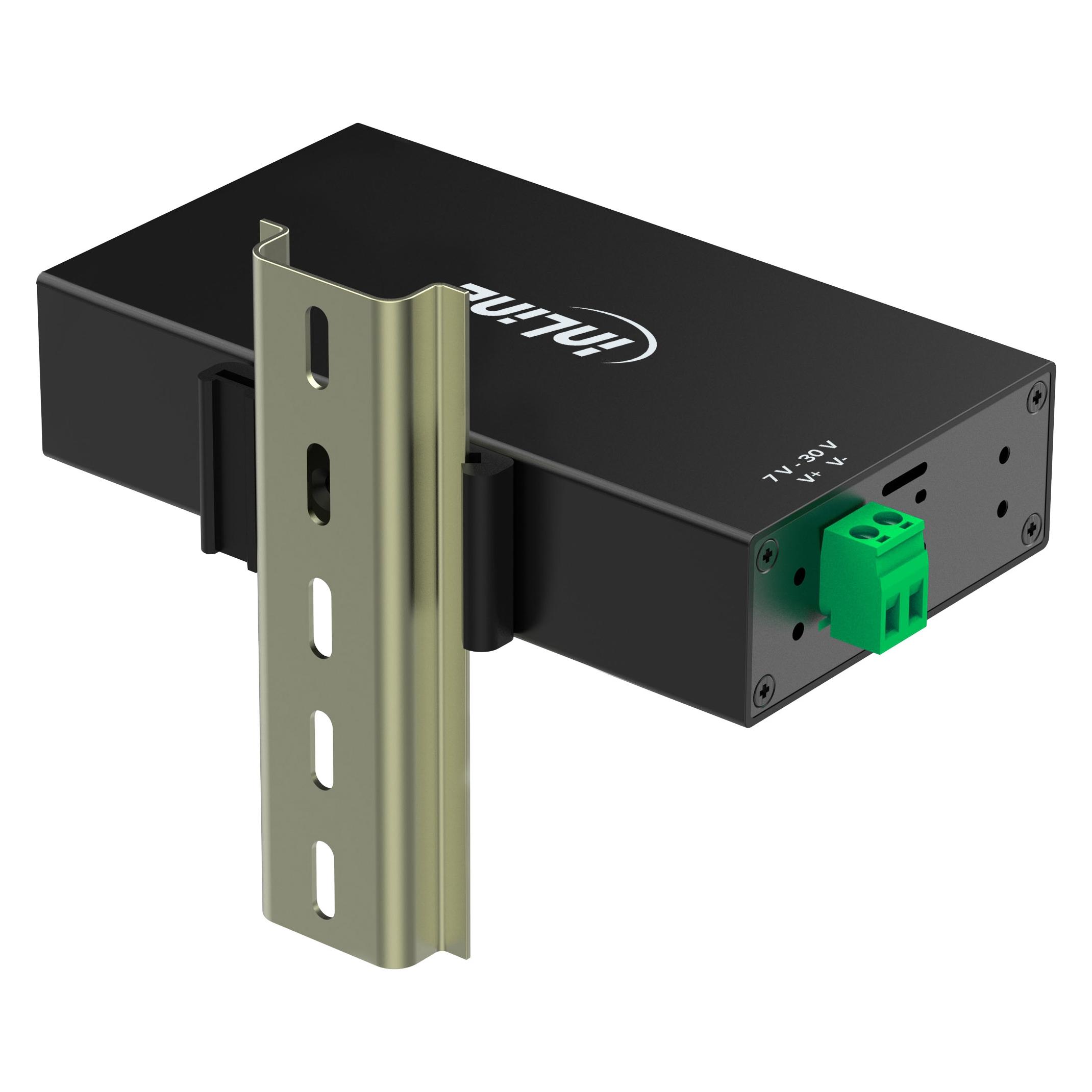 InLine USB 3.2 Gen.1 Industrie-Hub, 7 Port, Aluminiumgehäuse, mit Netzteil (USB-B, 7 Ports) (353956B)