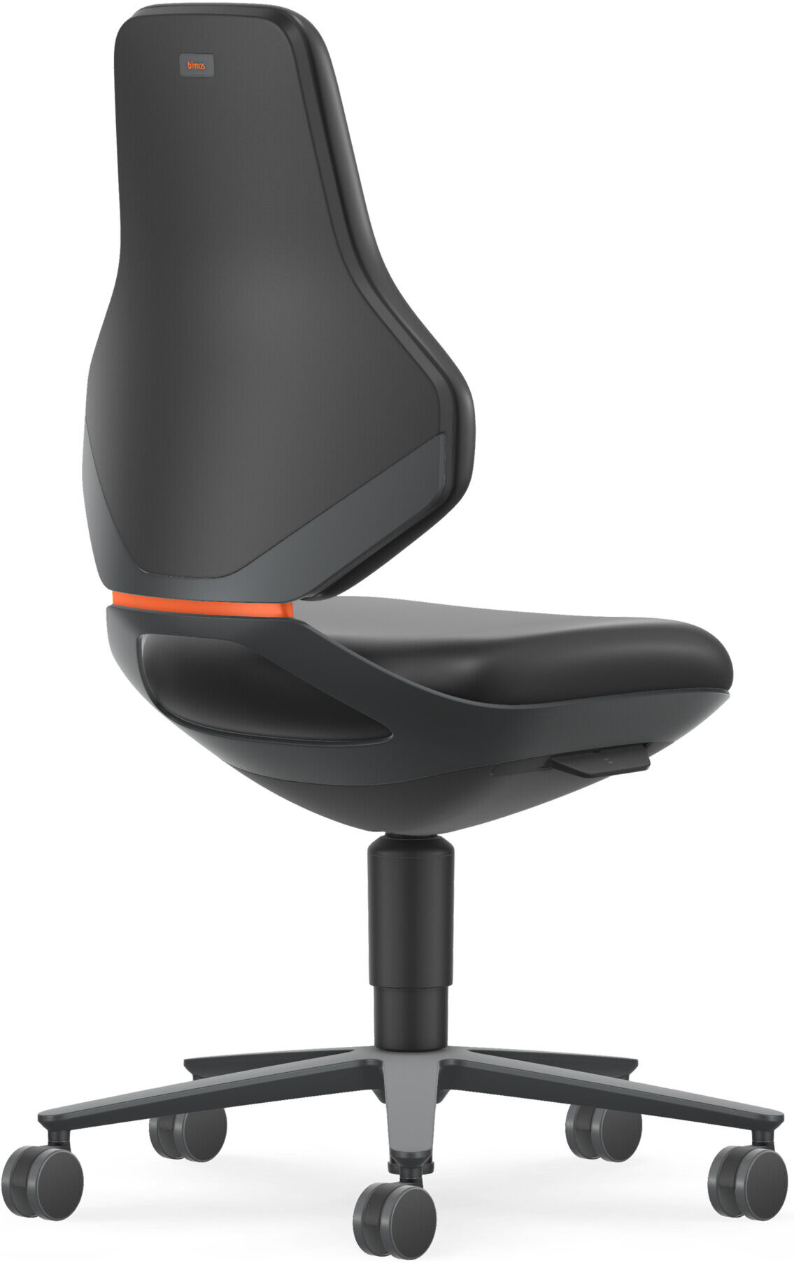Bimos Industrie- und Laborstuhl Texon Rollen Sitzhöhe 450-620 mm Kunstleder schwarz (9173-MG01)