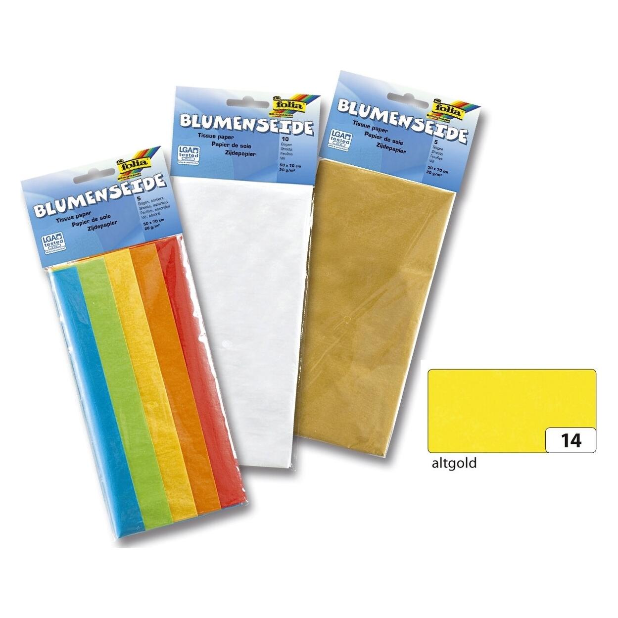 Folia Seidenpapier, (B)500 x (H)700 mm, 20 g/qm, altgold (20 g/m², 1x) (90014)