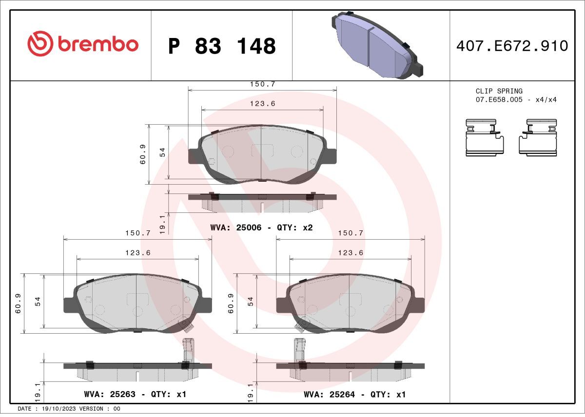 Bremsbelagsatz BREMBO P 83 148