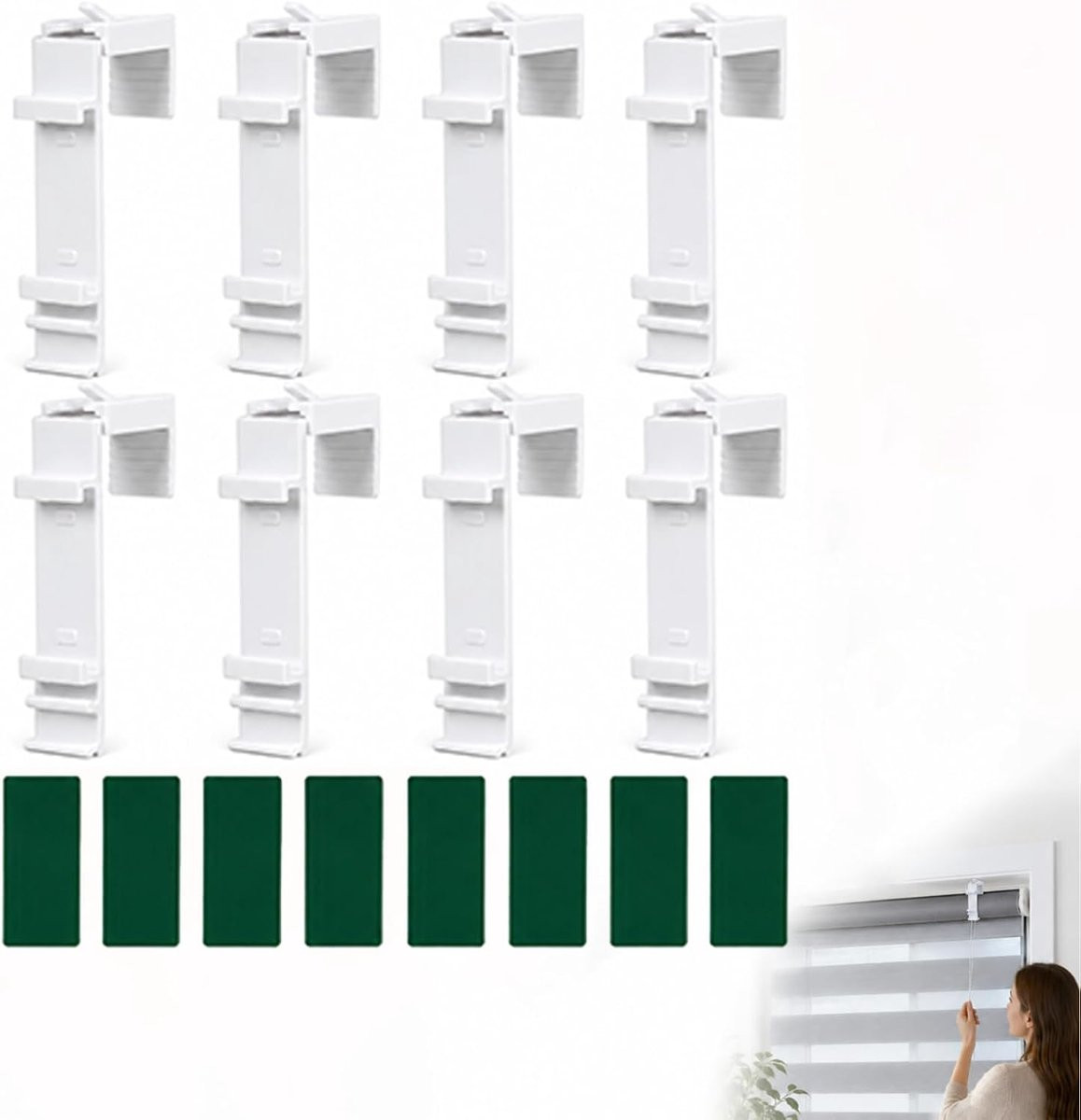8 stuks lange klemdragers van robuust kunststof voor ramen van pvc of hout