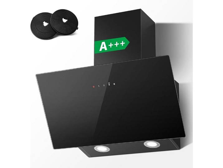 SNDOAS Kopffreihaube Dunstabzugshaube 60cm, A+++ Abzugshaube Umluft/Abluft Wandhaube mit 450 m³/h, Touchscreen und LED-Beleuchtung