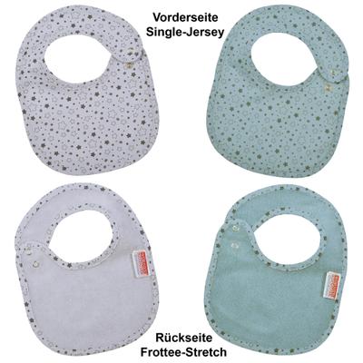Lätzchen WÖRNER "Sterne eisblau-hellgrau Druckknopflatz 22x29 cm", Baby, blau (eisblau, hellgrau), Baumwolle, Materialmix, Lätzchen, mit Druckknöpfen, maschinenwaschbar, trocknergeeignet