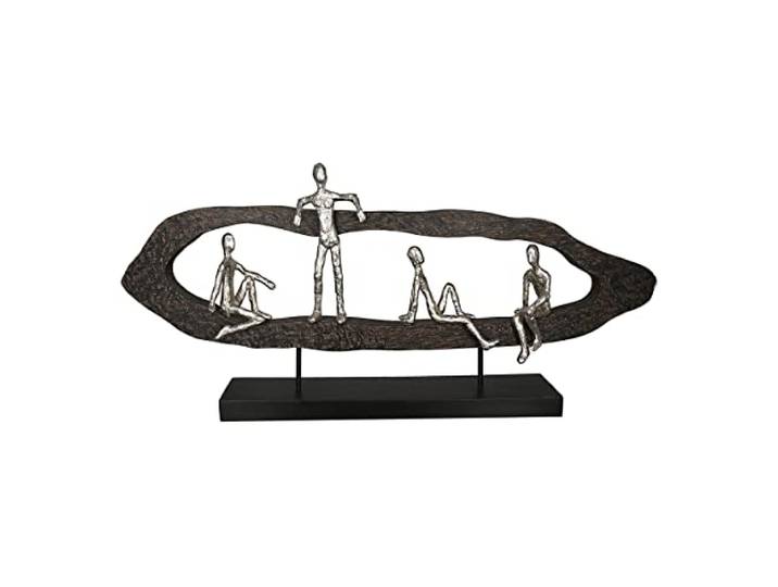Casablanca modernes Design GILDE Deko Skulptur Figur - Beste Freunde - Hang Out Silber, Holz/Alu - Breite 75 cm