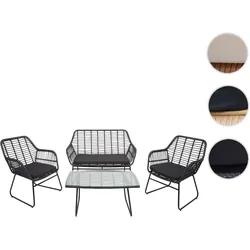 Polyrattan Garnitur HWC-G17a, Garten Sofa Set Sitzgruppe Stuhl, Seil ~ anthrazit, Polster anthrazit ohne Dekokissen
