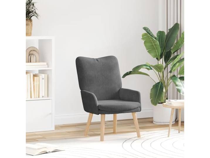 HEFZGDB Relaxsessel Dunkelgrau Cordstoff mit ergonomischem Design und robuster Bauweise für Wohnzimmer und Schlafzimmer, bequemer Lesesessel mit stabilen Holzbeinen und weicher