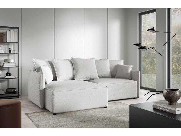 Fun Möbel Ecksofa Schlafsofa Sofa FUN CARMELA mit Ottomane in Stoff, Rundumbezug