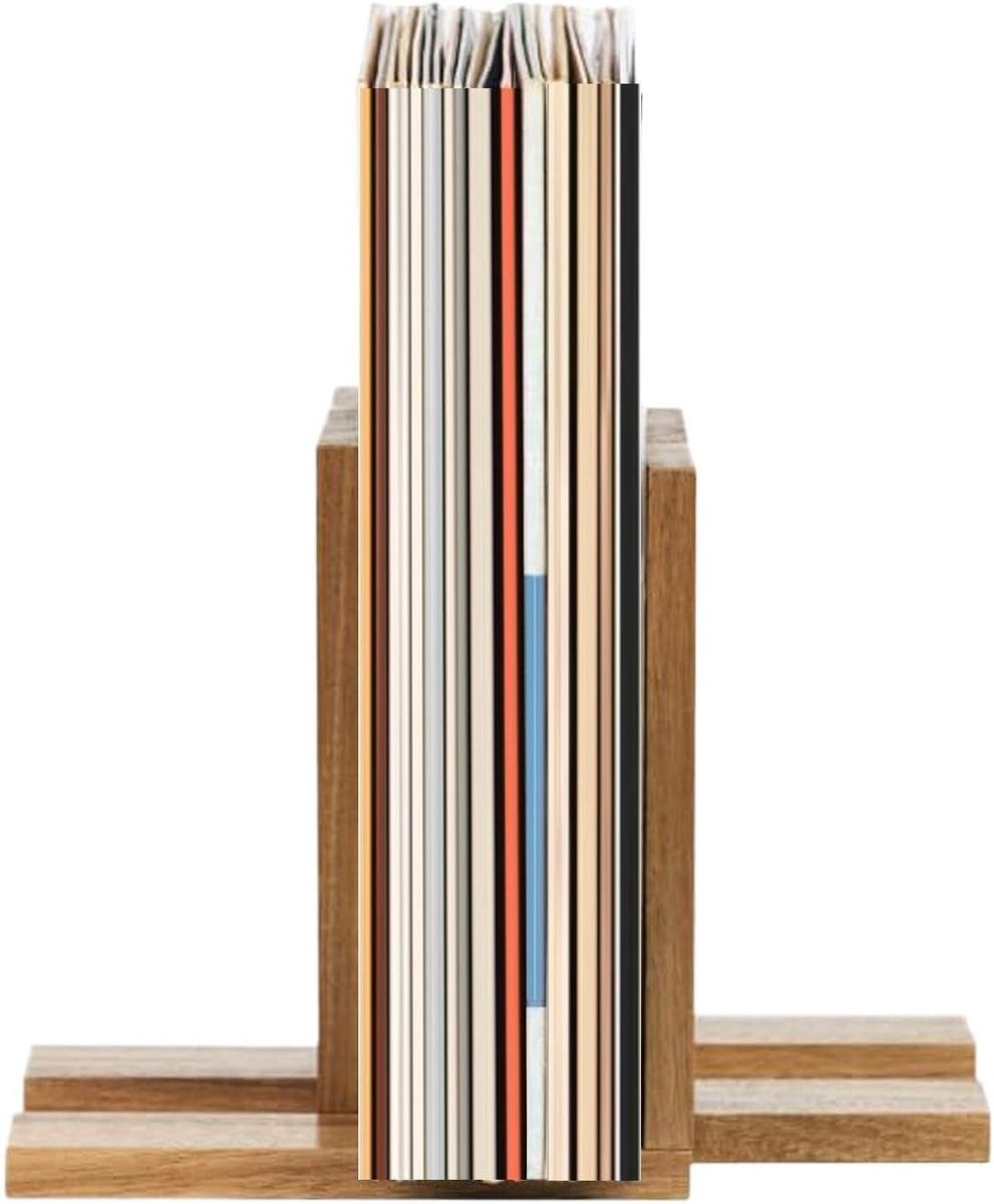Verstelbare houten opbergplank voor 60 vinylplaten in houtkleur