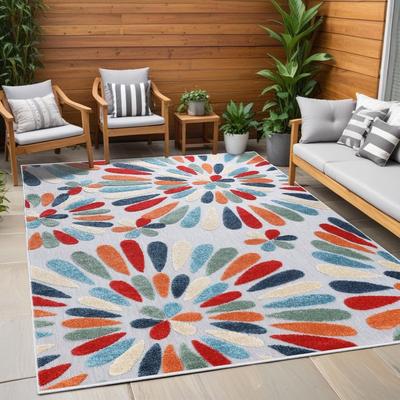 Superior Marigold Floral Indoor Outdoor Area Rug