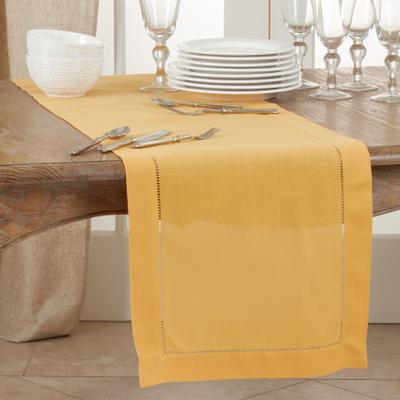 Saro Lifestyle Classic Hemstitch Table Runner - Textured Border Runner for Dining & Formal Entertaining