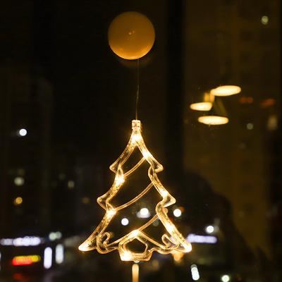 Evergreen Home Goods Christmas Sucker Lamp, Battery Powered LED Lights, Holiday Window Decoration For Home Decor, Bell Snowman Star Hanging christmas Tree