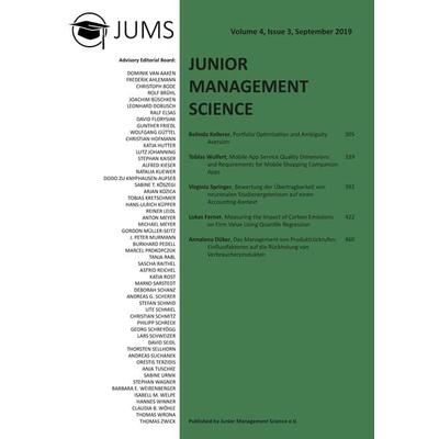 Junior Management Science, Volume 4, Issue 3, September 2019, Taschenbuch von Junior Management Science E. V., GRIN, 978-3-346-08173-5