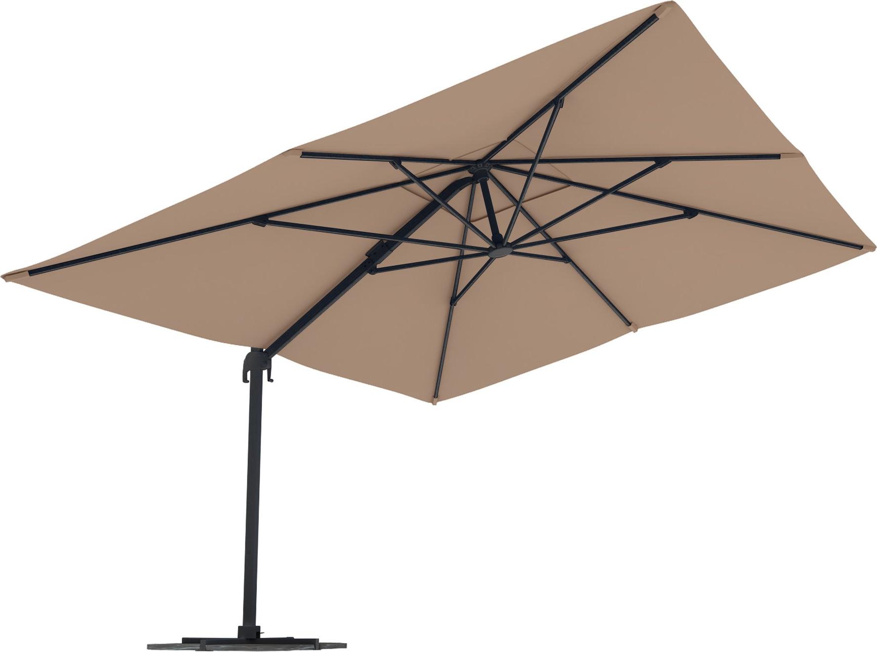 Ampelschirm 4x3m rechteckig Sonnenschirm Terrasse drehbar mit Kurbel Standkreuz UV-Schutz creme Gestell anthrazit paramondo parapenda