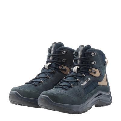 Wanderschuh LOWA "VENTIERRA GORE-TEX MID", Herren, Gr. 45, blau (navy, dune), Textil, Veloursleder, Schuhe Wanderschuh, wasserdicht dank Gore-Tex Membrane