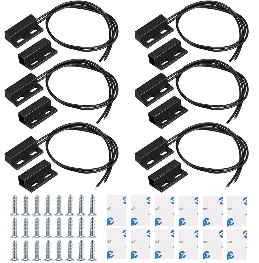 Selius 6 stuks zwart bedraad opbouw magnetische schakelaar contactsensor voor deur en raam