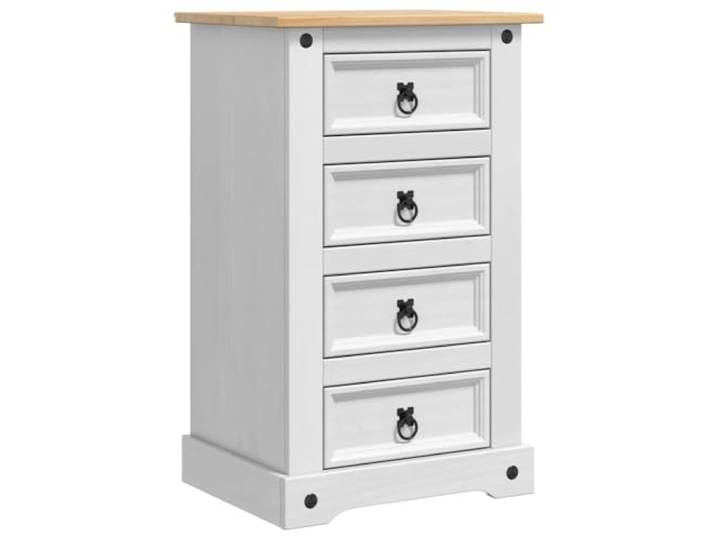 KGFHERENB Nachttisch Weiß 53x39x84 cm Kiefernholz Beistelltisch Eleganter Kommodentisch fürs Schlafzimmer mit geräumigen Schubladen für saubere Aufbewahrung und zeitloses Design.