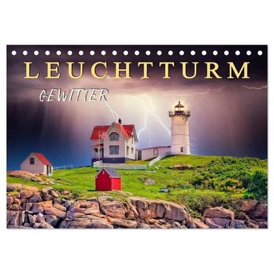 Leuchtturm Gewitter (Tischkalender 2027 DIN A5 quer), CALVENDO Monatskalender