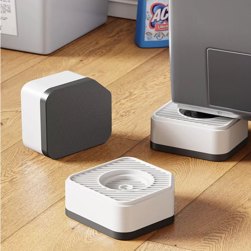 INF Anti-Rutsch-Pads für Waschmaschine und Kühlschrank – Erhöhung und Vibrationsreduzierung (4er-Set) Weiß