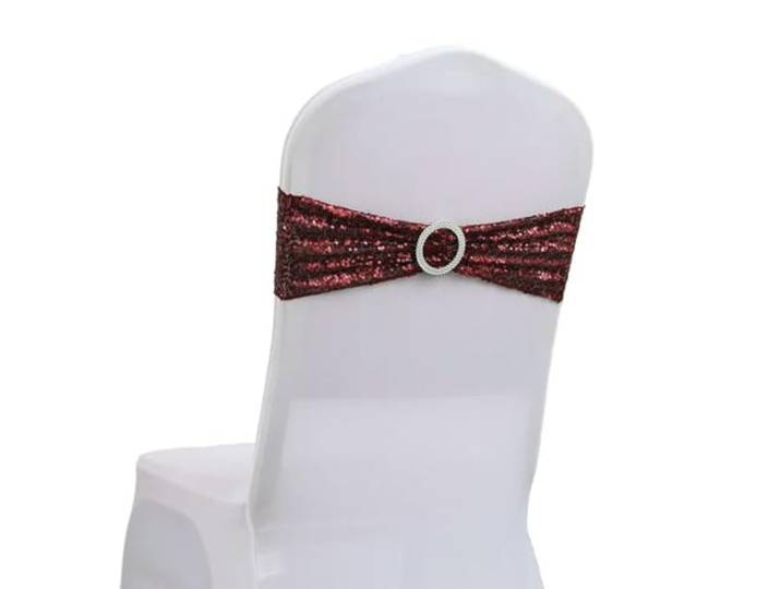 HIPdudRTG Satinbänder mit Schleifen für Stühle, 10 50 Stück Pailletten-Stuhlschärpen for Party, Abendessen, Bankett(Burgundy,50pcs)