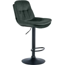 CLP Barhocker Laurel Samt schwarz   Material Gestell: Metall matt schwarz, Farbe: dunkelgrün