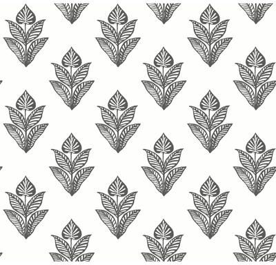 Inspired by Color Lotus Motif Black & White Wallpaper