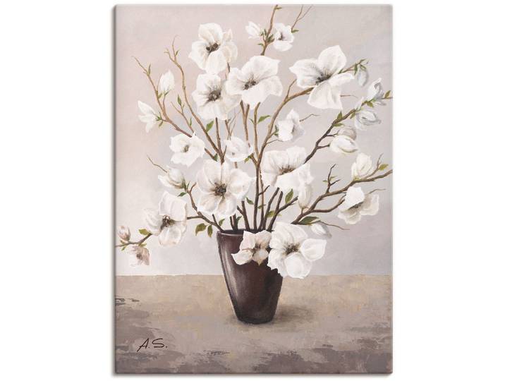 Wandbild ARTLAND Magnolien , grau (farbe bild(er): grau), B:30cm H:40cm, Bilder, Wandbild, als Leinwandbild, Poster in verschied. Grössen