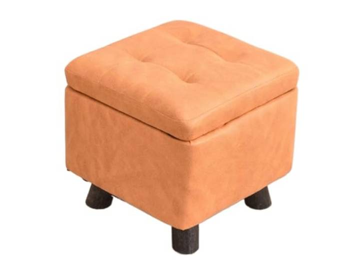 DANNMPX Sitzhocker Wohnzimmer Fußstütze Mit Stauraum for Wohnzimmer, Schlafzimmer, Dekorative Wohnmöbel Zusätzliche Sitzplätze(Orange)
