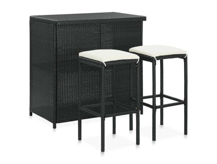 Ensemble de bar 3 pcs Résine tressée Noir