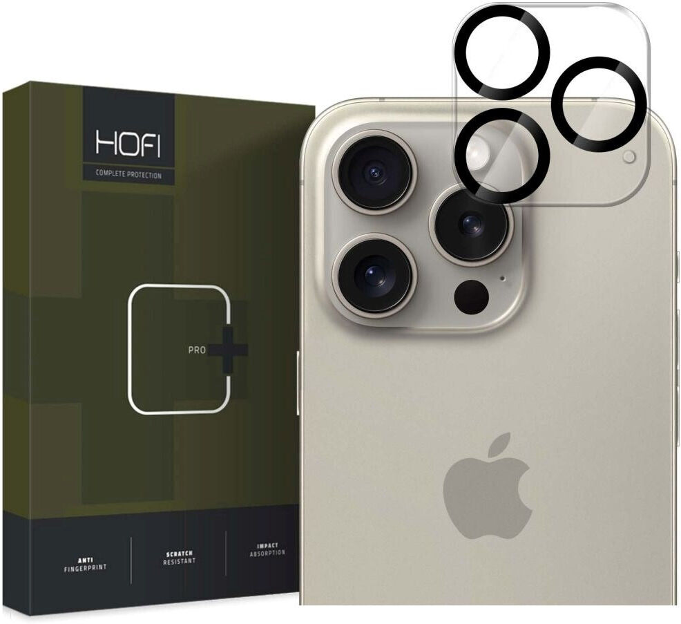 iPhone 16 Pro / 16 Pro Max Hofi Cam Pro+ - Kameralinse Beskyttelsesglas - Gennemsigtig / Sort