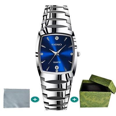 Neue Edelstahl Armband Herren Quarz Uhr Nachtlichtanzeige mit Strass Kratzfest und verschleißfest Zifferblatt Bevorzugt für Ferien- und Geburtstagsgeschenk