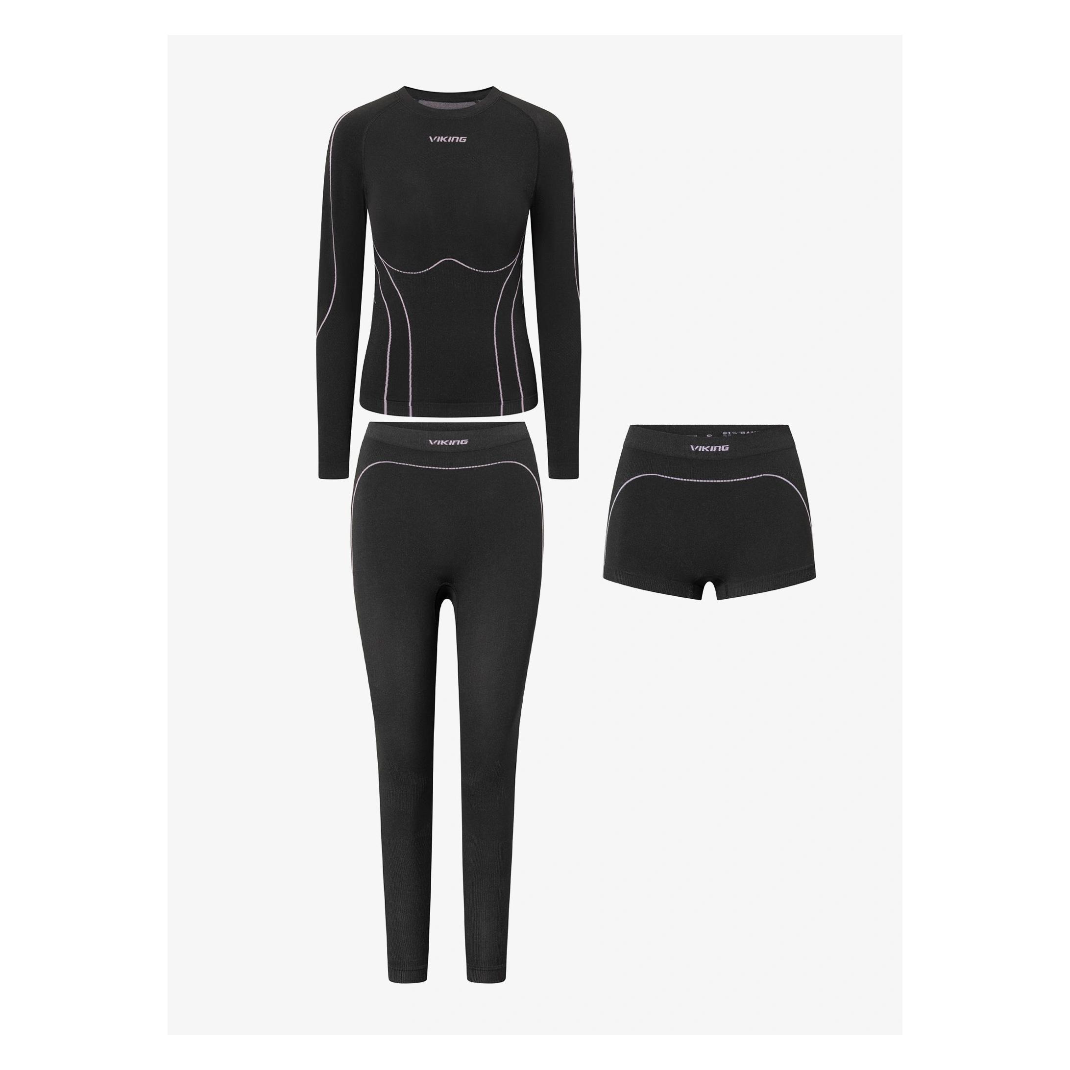Viking Etna 2.0 Lady Set Bamboo Damenunterwäsche schwarz und lila (L) (66872565)