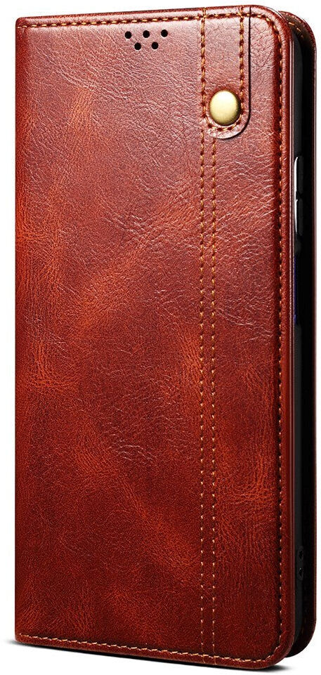 INCOVER iPhone 13 Top Button Læder Flip Cover m. Pung - Brun