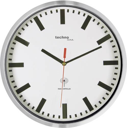Techno Line WT8990 Funk Wanduhr 30cm x 50mm Silber (metallic)