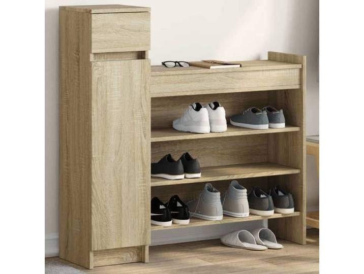 Armoire à chaussures chêne sonoma bois d'ingénierie armoire de rangement de chaussures support à chaussures unité 840424