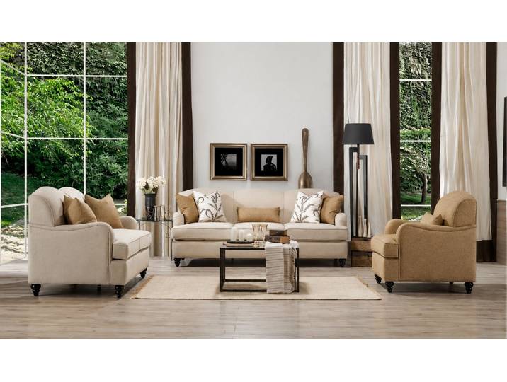 Xlmoebel Polstergarnitur Beiges Sofa set 3-Sitzer Sofa 2-Sitzer Sofa Sessel Wohnzimmer Bequem, (3-tlg., 3-tlg)